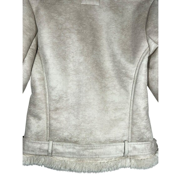 Abercrombie & Fitch Women’s Faux Suede Shearling Moto Biker Jacket Size M Tan - Picture 11 of 14